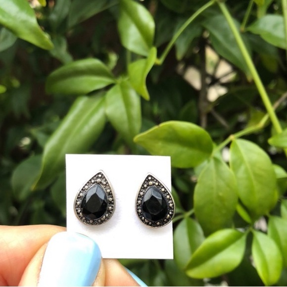 Black + Silver Bohemian Crystal Earrings - Picture 4 of 4